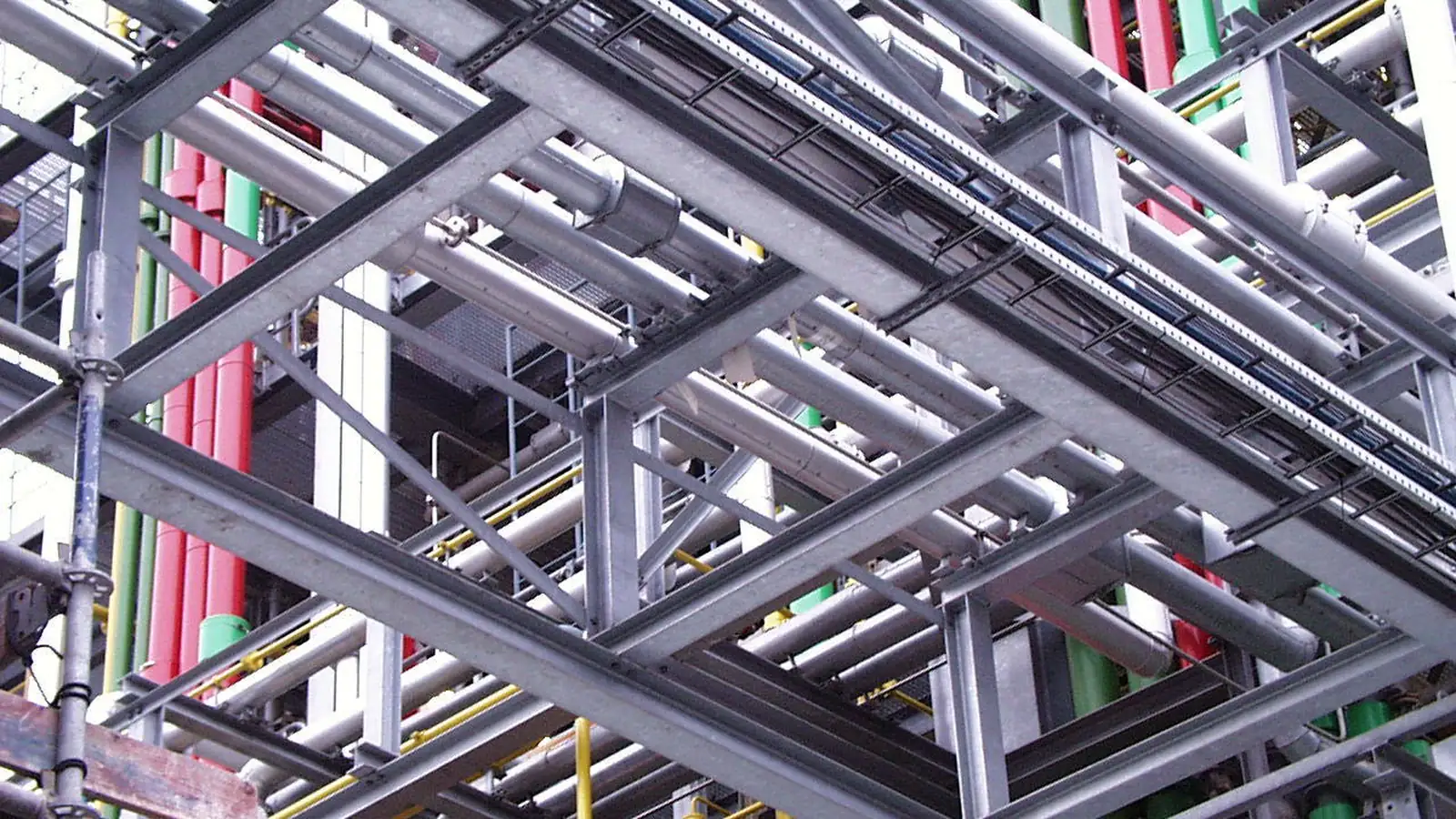 Static mixer: chemical plant pipe rack multicolor pipes