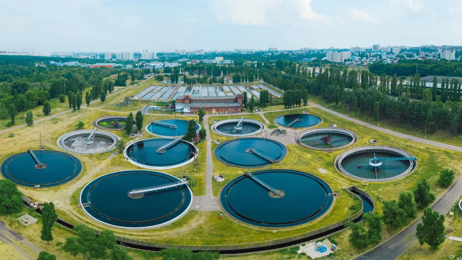 Static mixer application: WWTP circular clarifiers aerial